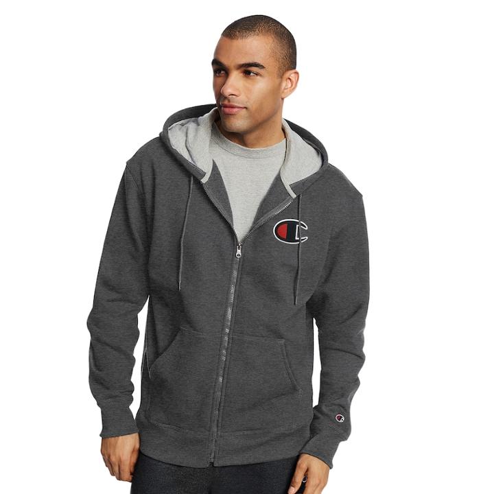 Men's Champion Powerblend Full-zip Hoodie, Size: Large, Orange