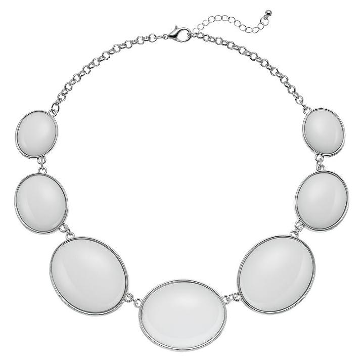 Graduated White Oval Cabochon Necklace, Women's