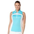 Women's Grand Slam Colorblock Sleeveless Golf Polo, Size: Large, Turquoise/blue (turq/aqua)