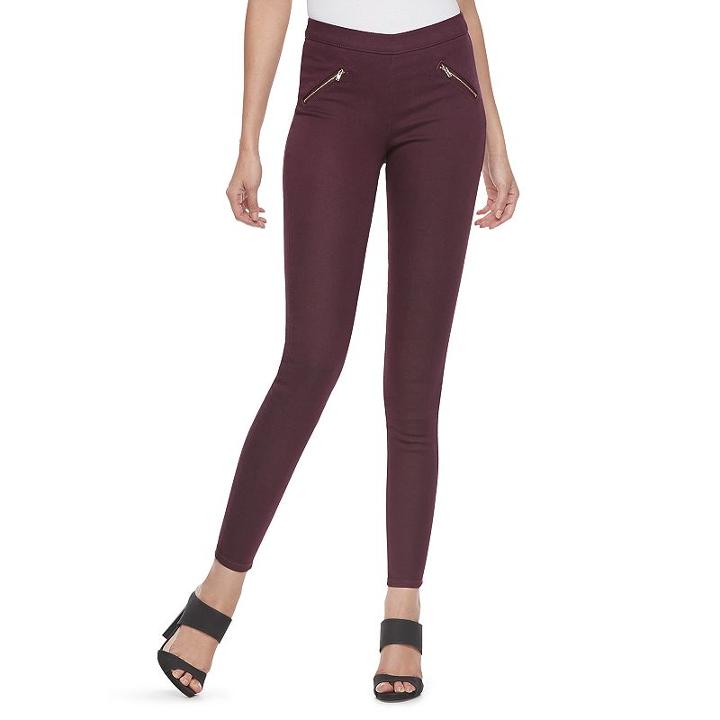 Petite Jennifer Lopez Zipper Accent Jeggings, Women's, Size: 6 Petite, Dark Red