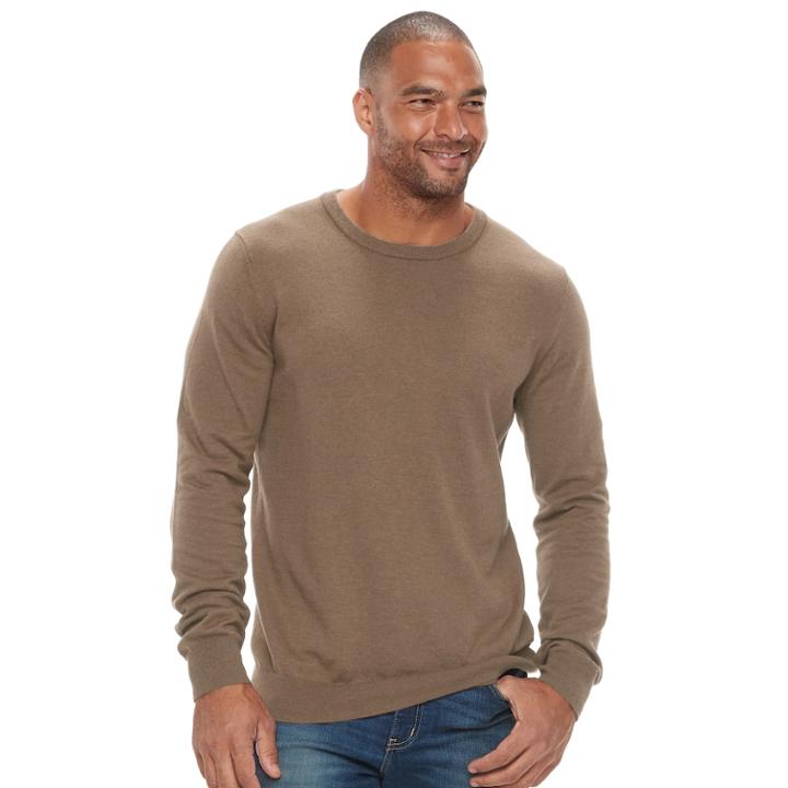 Big & Tall Sonoma Goods For Life&trade; Classic-fit Coolmax Crewneck Sweater, Men's, Size: 4xb, Med Brown