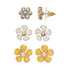 Yellow Flower Nickel Free Stud Earring Set, Women's