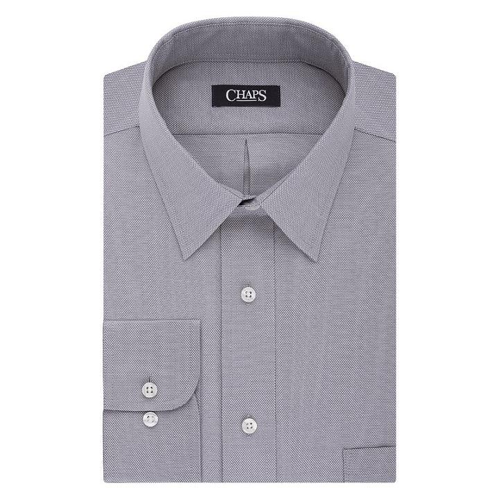 Men's Chaps Regular-fit Wrinkle-free Stretch Collar Dress Shirt, Size: 16.5-34/35, Silver