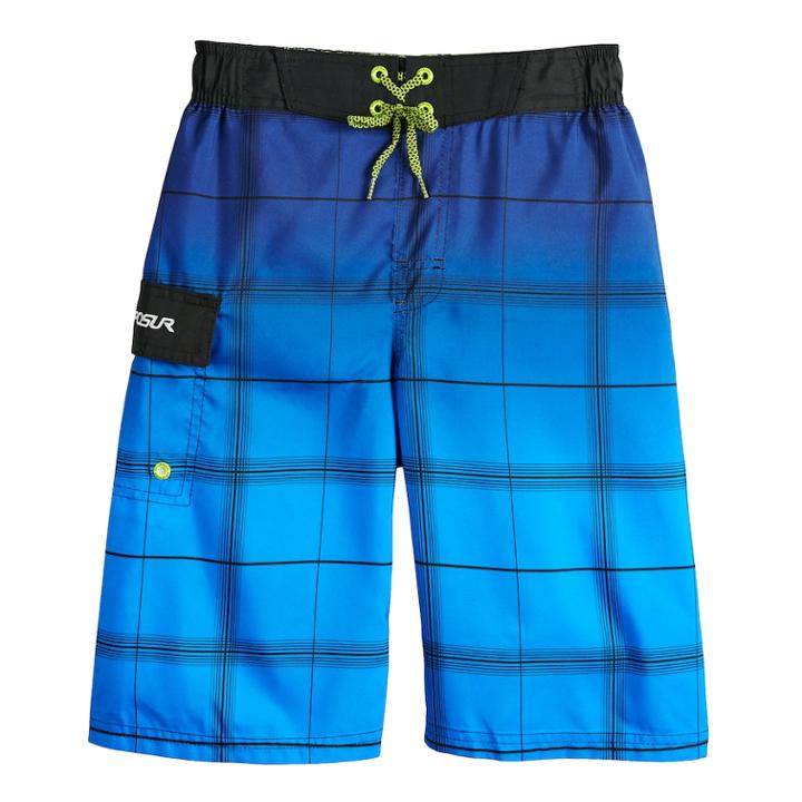 Boys 8-20 Zeroxposur Plaid Swim Trunk, Size: Medium, Med Blue