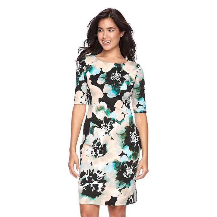 Women's Suite 7 Floral Sheath Dress, Size: 16, Light Pink
