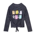 Girls 7-16 Harper & Elliott Tie-front Hatchi Graphic Tee, Size: Xl, Grey (charcoal)