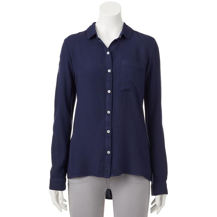 Juniors' So&reg; Button Down Shirt, Teens, Size: Large, Blue