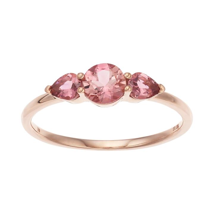 Lc Lauren Conrad 10k Rose Gold Pink Tourmaline 3-stone Ring, Women's, Size: 7
