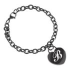 Sweet Sentiments Stainless Steel Black Ion-plated Initial Heart Charm Bracelet, Women's, Size: 7.5