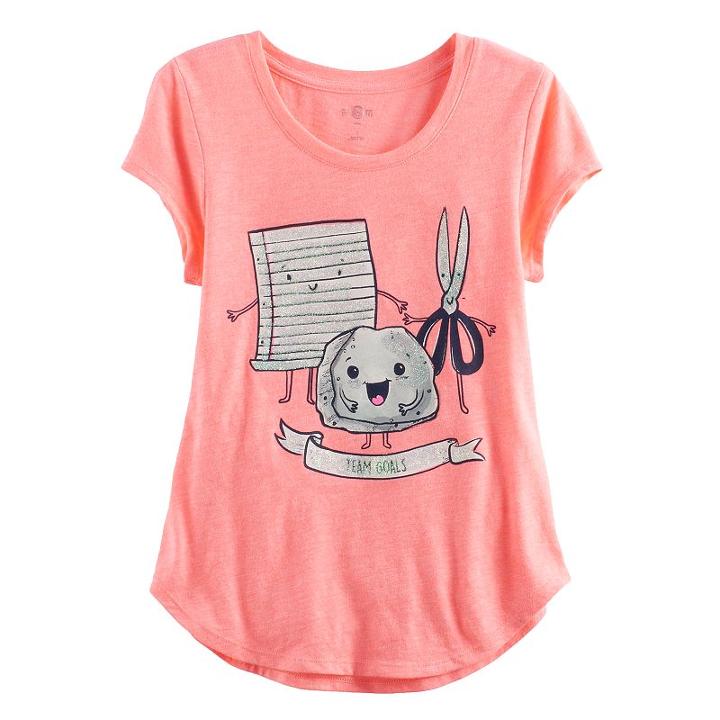 Girls 7-16 & Plus Size So&reg; Rolled Cuff Graphic Tee, Girl's, Size: 12, Brt Orange