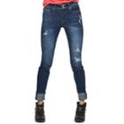 Juniors' Indigo Rein Mid-rise Roll-cuff Ankle Skinny Jeans, Teens, Size: 17, Dark Blue