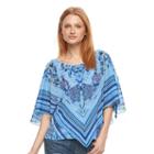 Women's World Unity Embellished Popover Top, Size: Medium, Blue Other