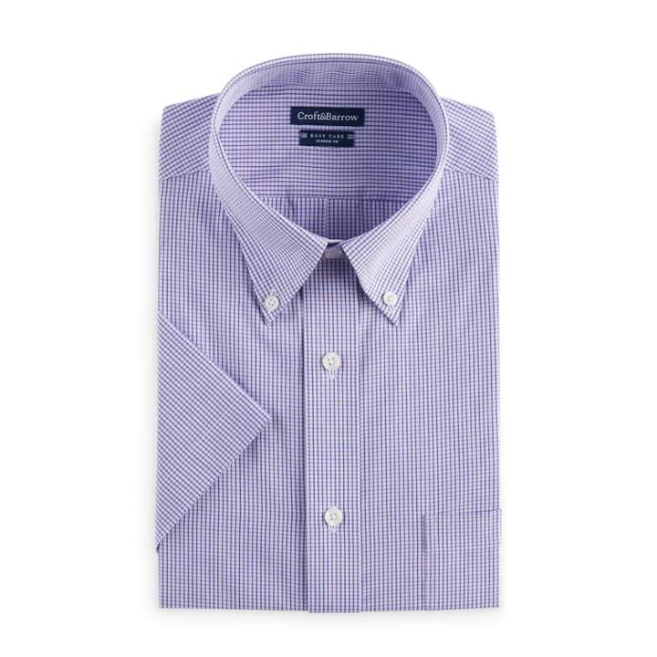 Men's Croft & Barrow&reg; Button-down Collar Dress Shirt, Size: Xl 17.5-18, Purple
