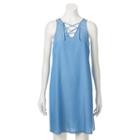 Juniors' So&reg; Chambray Lace-up Shift Dress, Teens, Size: Small, Med Blue