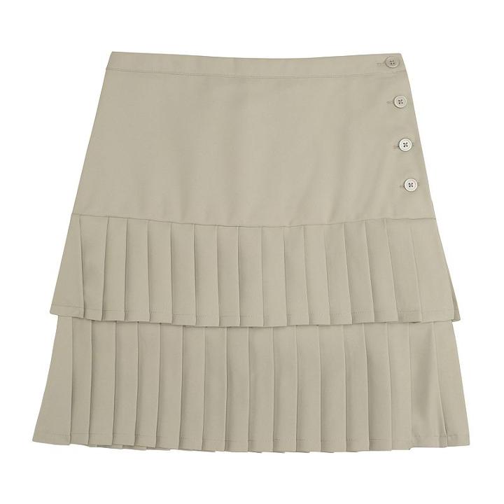 Girls 4-20 French Toast School Uniform Tiered Pleated Skort, Girl's, Size: 4, Beig/green (beig/khaki)