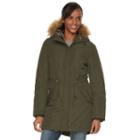 Women's Levi's Faux-fur Hooded Fishtail Anorak Jacket, Size: Large, Green Oth