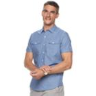 Men's Apt. 9&reg; Premier Flex Slim-fit Stretch Button-down Shirt, Size: Med Slim, Dark Blue