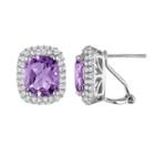 Sterling Silver Amethyst And Lab-created White Sapphire Stud Earrings, Women's, Purple