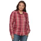 Juniors' Plus Size Mudd&reg; Plaid Flannel Shirt, Teens, Size: 2xl, Brt Red
