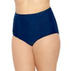 Juniors' Plus Size Costa Del Sol Solid High-waisted Bikini Bottoms, Size: 1xl, Dark Blue