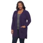 Plus Size Napa Valley Long Raglan Cardigan, Women's, Size: 3xl, Drk Purple