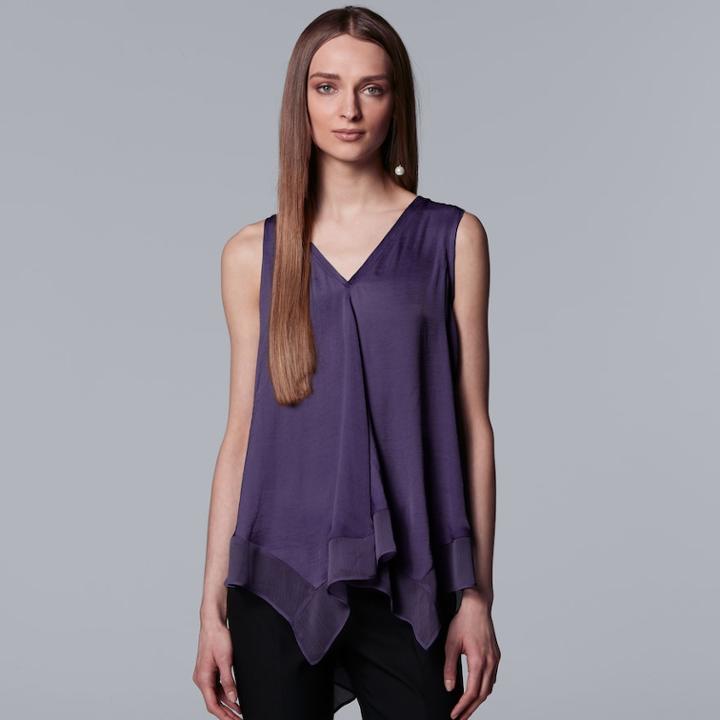 Petite Simply Vera Vera Wang Handkerchief Hem Tank, Women's, Size: Xl Petite, Med Purple