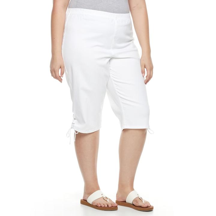 Plus Size Croft & Barrow&reg; Lace-up Skimmer Capris, Women's, Size: 4x Avg/reg, White