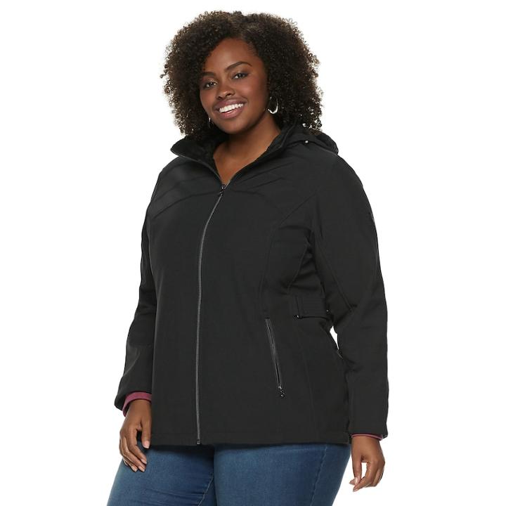 Plus Size Zeroxposur Britney Soft Shell Hooded Jacket, Women's, Size: 1xl, Black