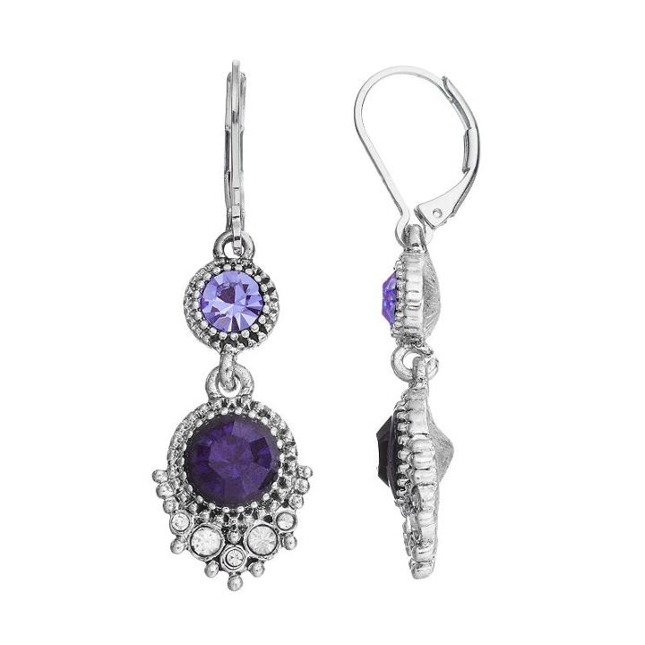 Napier Graduated Double Drop Earrings, Women's, Purple