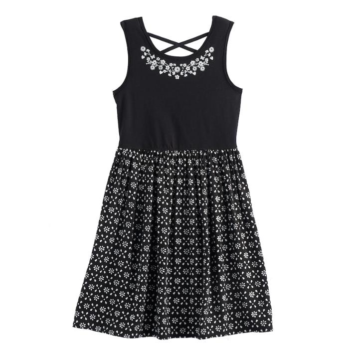 Girls 7-16 So&reg; Criss-cross Back Mixed Media Dress, Size: Xxl/16, Oxford