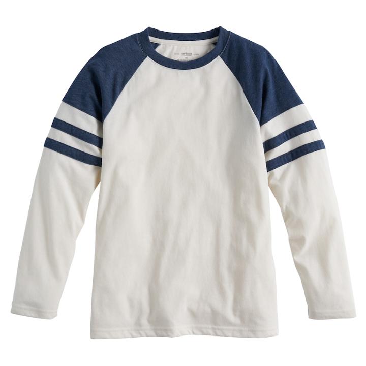 Boys 8-20 Urban Pipeline Varsity Stripe Raglan Tee, Size: Medium, White
