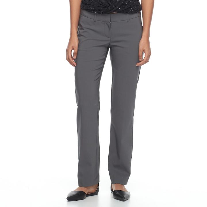 Petite Apt. 9&reg; Torie Modern Fit Straight-leg Dress Pants, Women's, Size: 16 Petite, Dark Grey