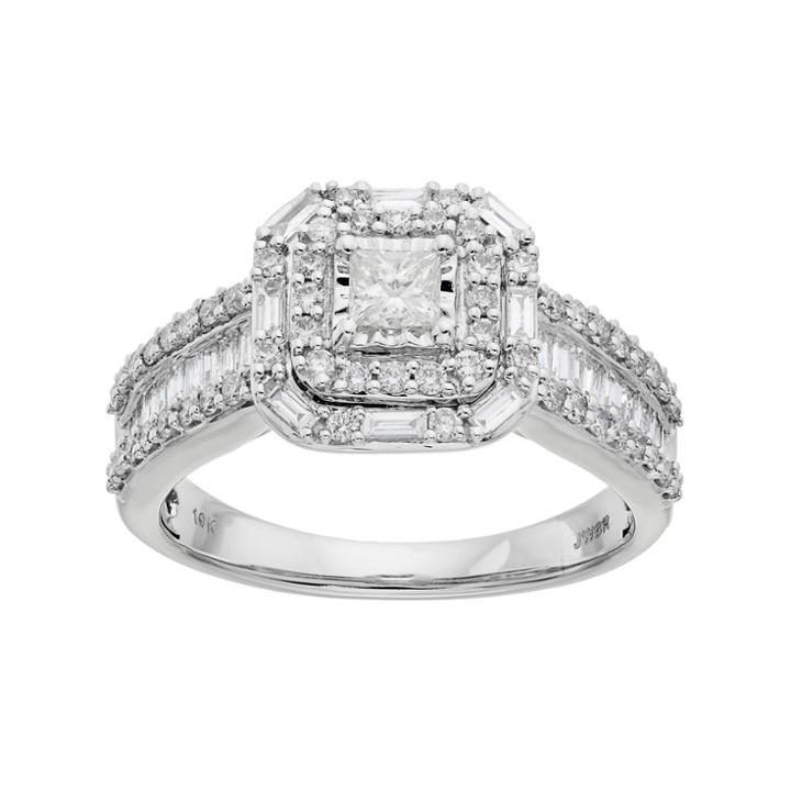 Lovemark 10k White Gold 1 Carat T.w. Diamond Cushion Halo Engagement Ring, Women's, Size: 7