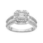 Lovemark 10k White Gold 1 Carat T.w. Diamond Cushion Halo Engagement Ring, Women's, Size: 7
