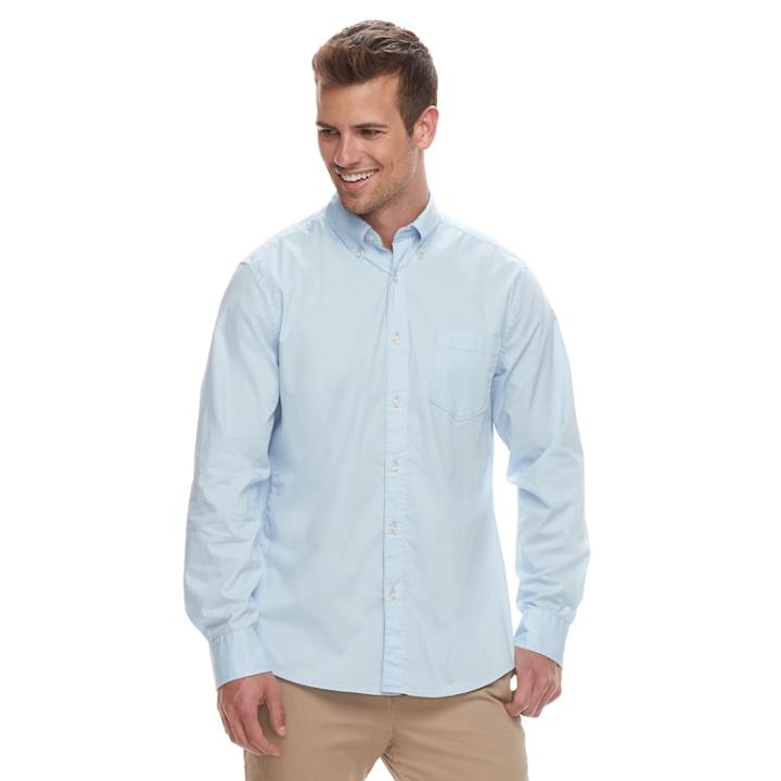 Men's Sonoma Goods For Life&trade; Modern-fit Long Sleeve Solid Poplin Button-down Shirt, Size: Xl, Light Blue