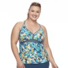 Plus Size Free Country Racerback Tankini Top, Women's, Size: 1xl, Blue