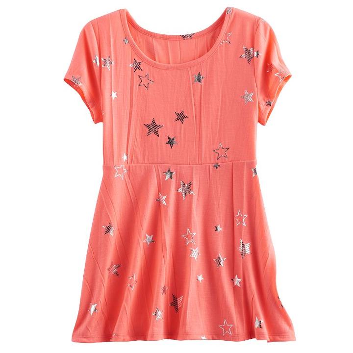 Girls 7-16 & Plus Size So&reg; Patterned Swing Legging Tee, Size: 20 1/2, Brt Orange