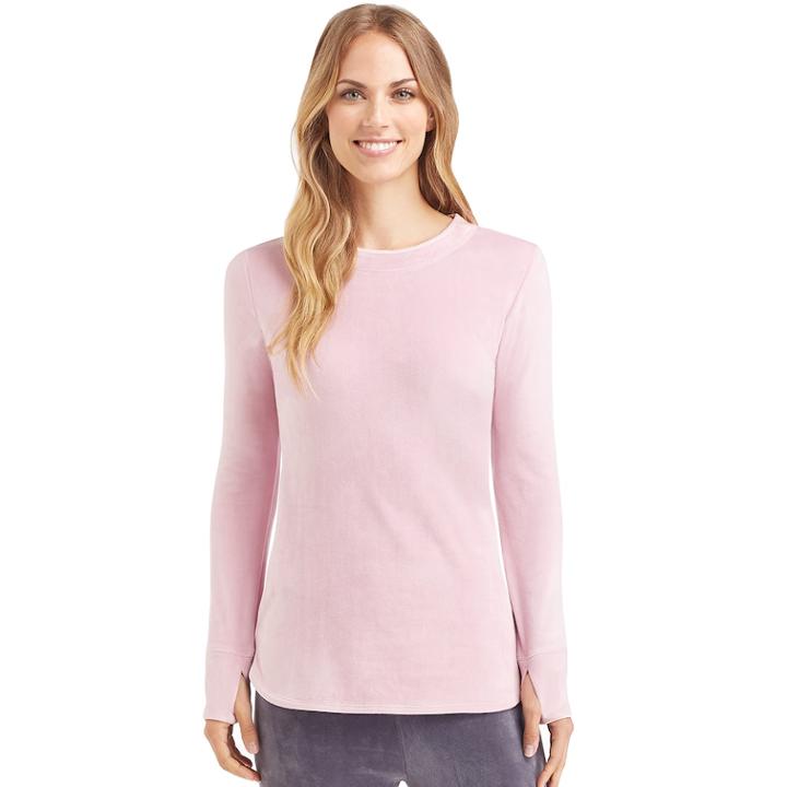 Women's Cuddl Duds Plush Velour Top, Size: Medium, Med Pink