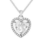 The Silver Lining Cubic Zirconia Silver Tone Halo Heart Pendant, Women's, White