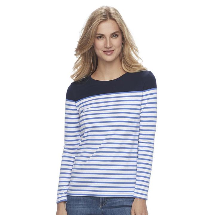 Women's Croft & Barrow&reg; Crewneck Tee, Size: Xs, Dark Blue