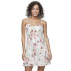 Juniors' Speechless Floral Bubble Hem Skater Dress, Girl's, Size: Large, White Oth