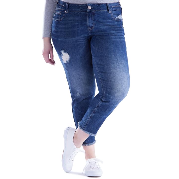 Juniors' Amethyst Distressed Ankle Skinny Jeans, Teens, Size: 5, Dark Blue