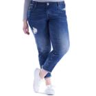 Juniors' Amethyst Distressed Ankle Skinny Jeans, Teens, Size: 5, Dark Blue