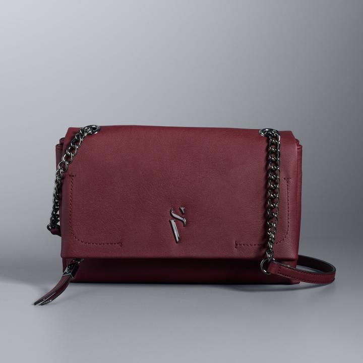 Simply Vera Vera Wang Garrison Double Entry Flap Crossbody Bag, Women's, Dark Pink