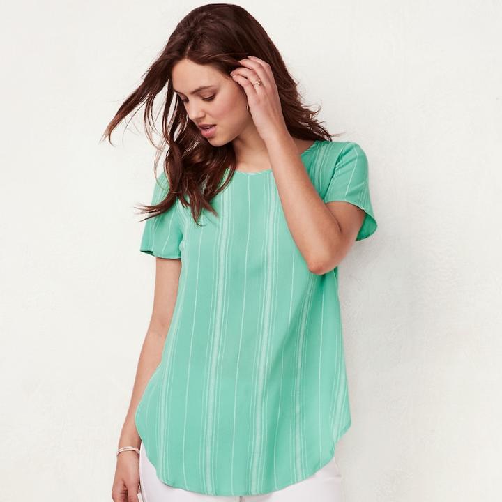 Women's Lc Lauren Conrad Print Tie-back Tee, Size: Xl, Lt Green