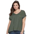 Juniors' Plus Size Mudd&reg; Empire Swing Tee, Girl's, Size: 1xl, Med Green