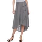 Women's Elle&trade; Checkered Faux-wrap Skirt, Size: Large, Black