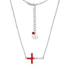Louisville Cardinals Sterling Silver Crystal Sideways Cross Necklace, Women's, Size: 18, Red