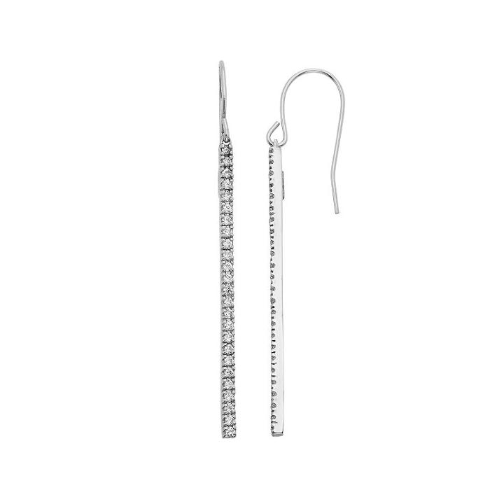 1/2 Carat T.w. Diamond 10k Gold Stick Drop Earrings, Women's, White