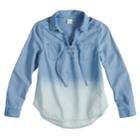 Girls 7-16 & Plus Size Mudd&reg; Lace-up Popover Chambray Shirt, Size: 12, Light Blue